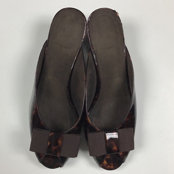 Stuart Weitzman Canndy Tortoise Patent Mule 7M - Picture 1 of 9